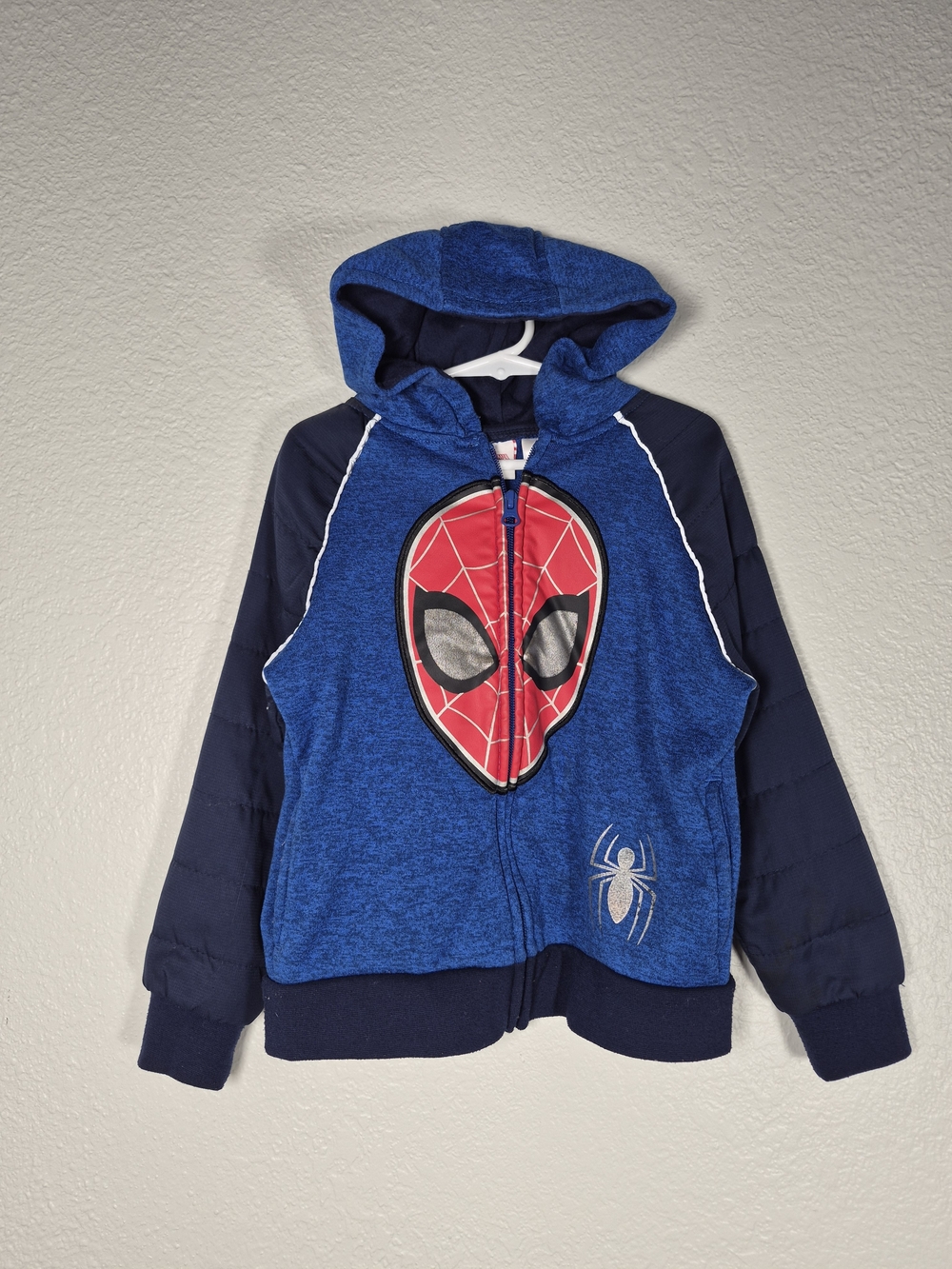 Marvel Boys Blue & Navy Spider Mask Hoodie Size Small